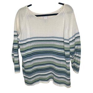 Cricket Lane Collection Striped Knit Sweater Womens XL Cotton Blend Fall Casual